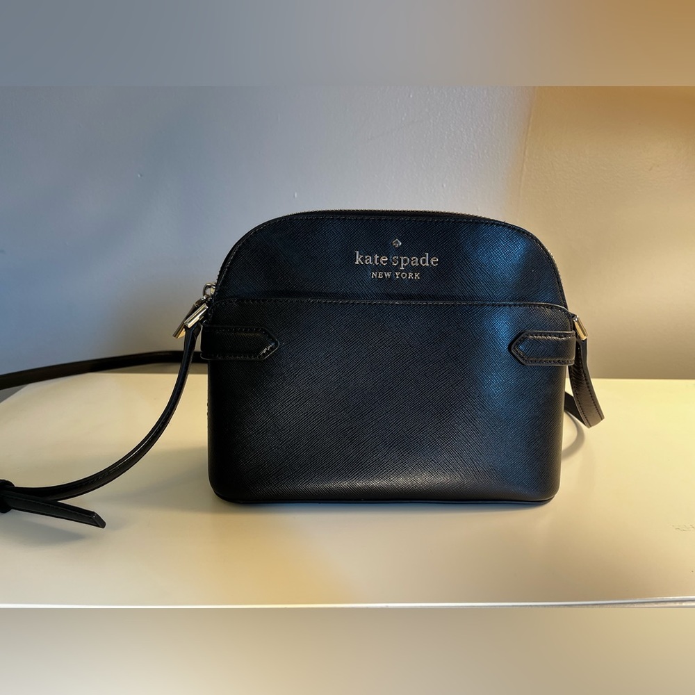Kate Spade Crossbody Bag Purse Dome Staci Black Saffiano Leather Strap Excellent